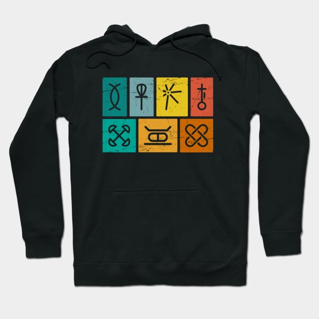 Vintage Retro Symbols 7 Principles of Kwanzaa Hoodie by Krishnansh W.